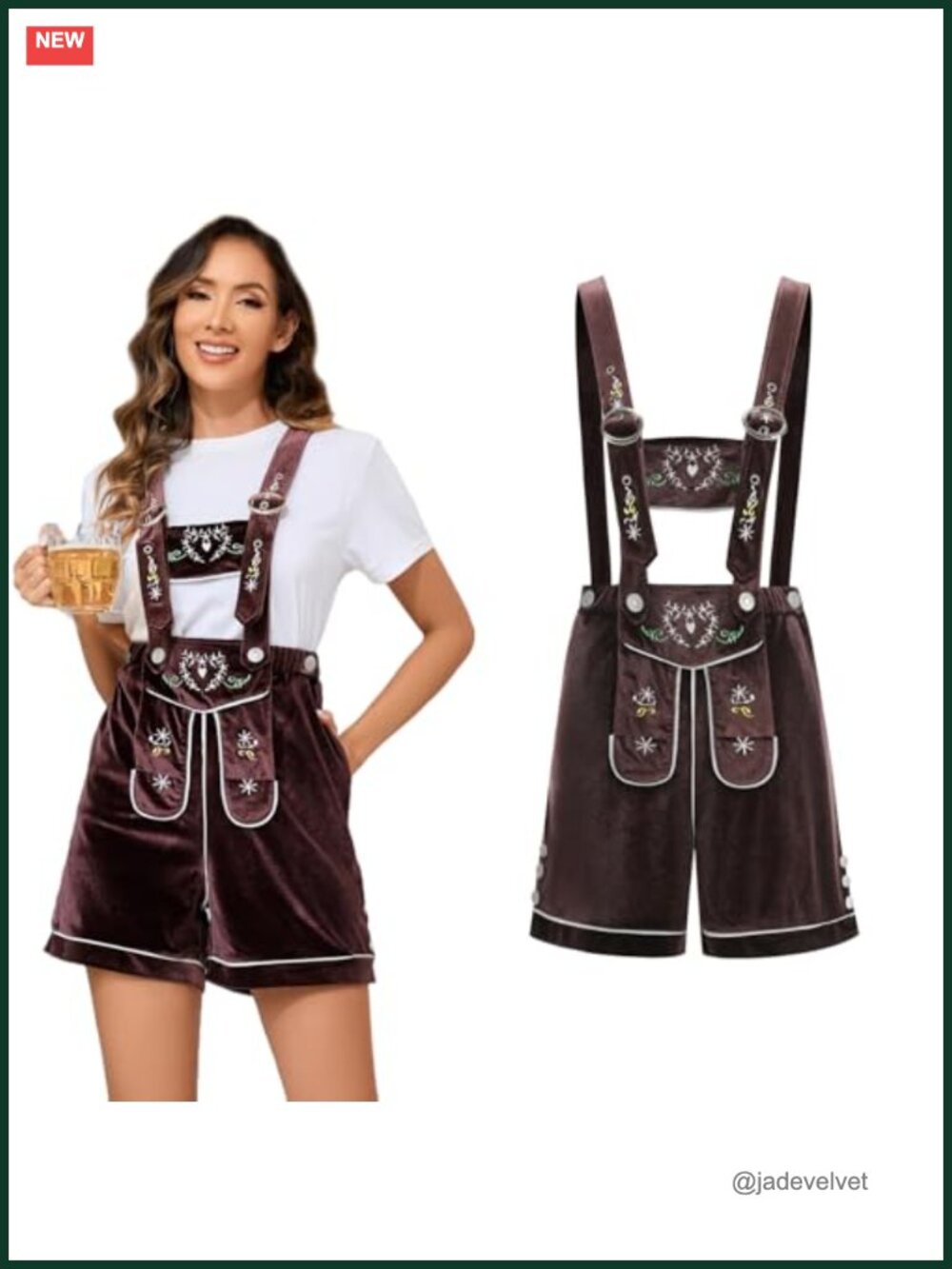 Women Oktoberfest Lederhosen Outfit German Costume Bavarian Shorts with